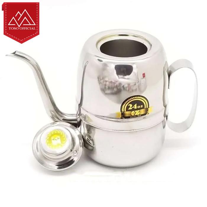 Gooseneck Olive Kettle 24Oz 720ml Teko Leher Angsa V60 Alat Kopi Seduh - Gambar 2