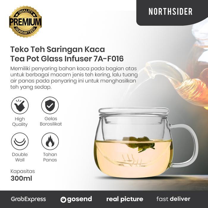 Tea pot glass infuser 300ml teko teh saringan kaca - 7A-F016