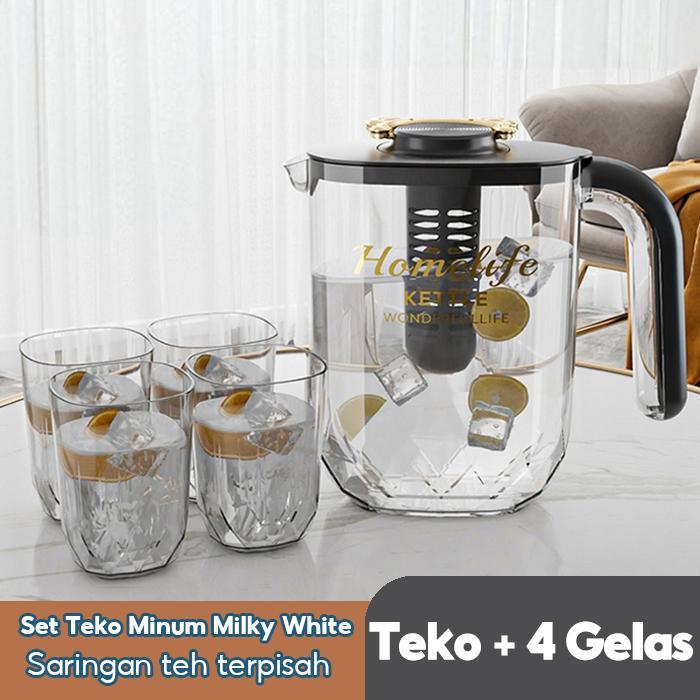 Set Teko Teh Saringan / Pitcher Teh Transparan / Teko Teh Plastik / Teko Jus Buah / Pitcher Air