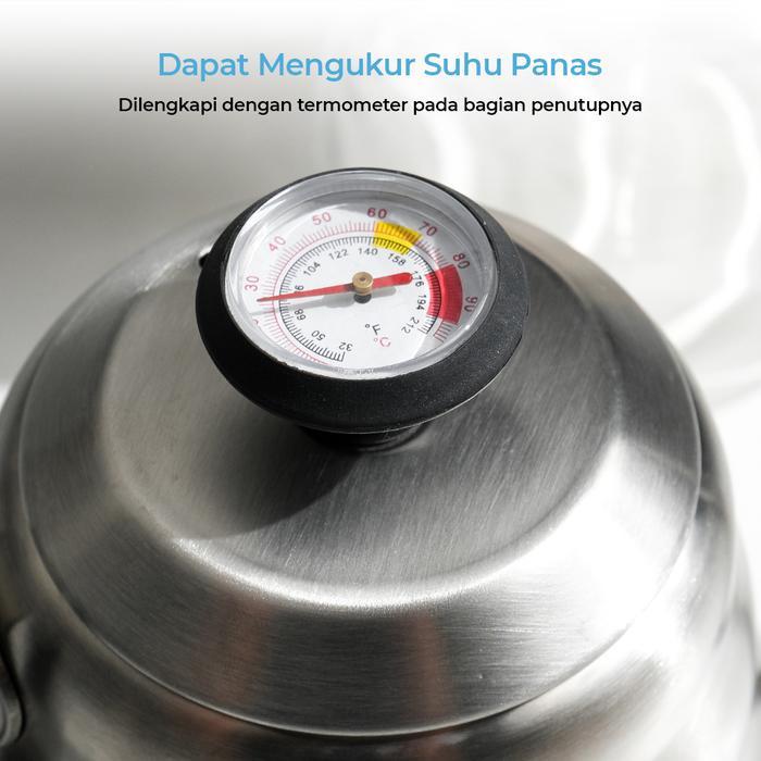 Teko Leher Angsa 1000ml - Gooseneck Coffee Kettle with Thermometer - Gambar 3