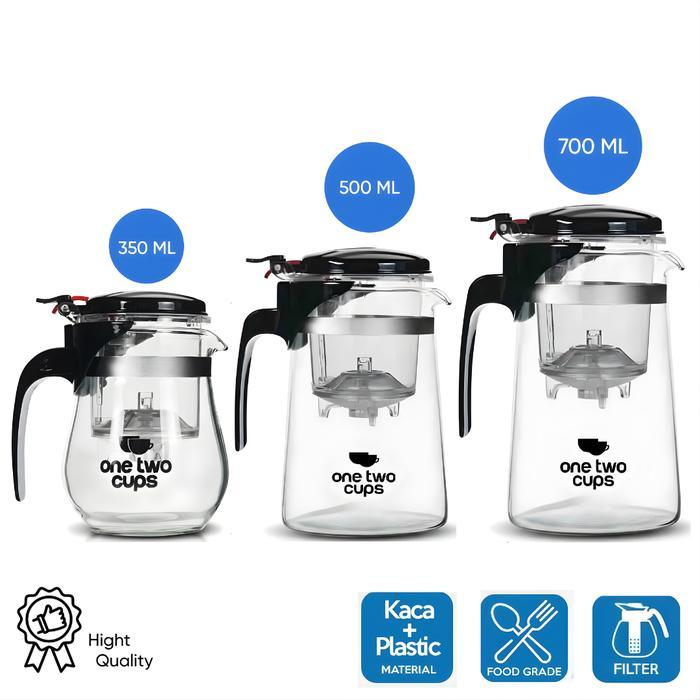 Teko Teh Kopi Kaca Dengan Saringan 350ml 500ml 700ml Teapot With Infuster
