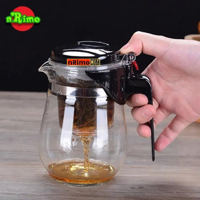 Teko Teh Kaca dengan Saringan Infuser Chinese Teapot Glass Tea Pitcher - Gambar 2