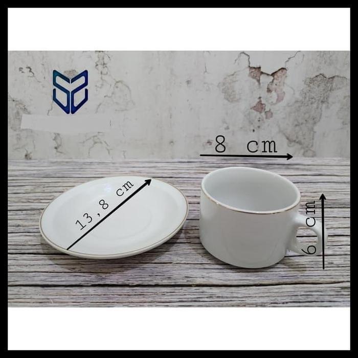 JM Cangkir gelas set Keramik putih 12 pcs 200 ml POLOS MIRIP NIKURA - POLOS - Gambar 3