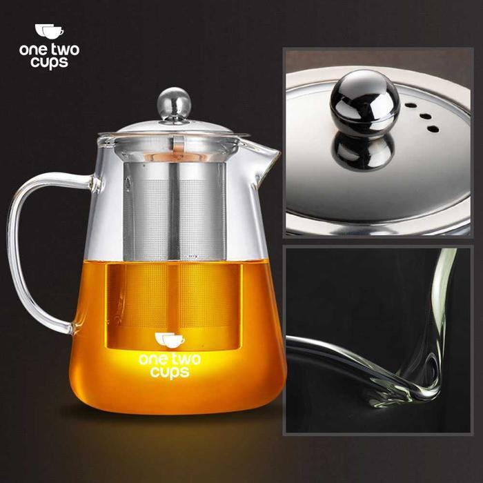 Teko Kaca Saring Teh Chinese Tea Teapot Dengan Filter Saringan Infuser Tahan Panas Api - Gambar 2