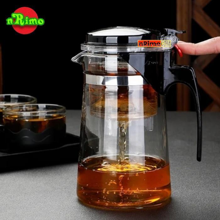 Teko Teh Kaca dengan Saringan Infuser Chinese Teapot Glass Tea Pitcher