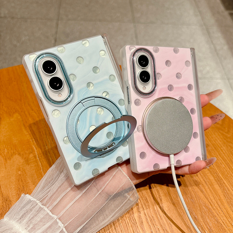 Korean Polka Dot Magnetic Stand Phone Case Samsung Galaxy Z Fold 8 ...