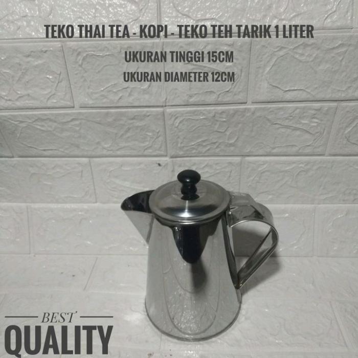 Teko thai tea pinguin+saringan teko teh tarik Stainless - Gambar 4