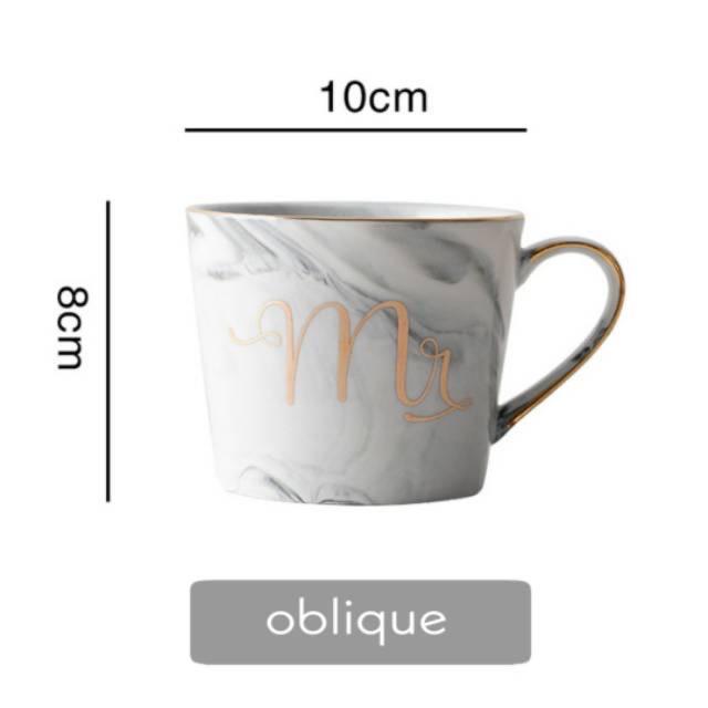 Wedding Gift Set Mug Couple Marble Mug / Ide Kado Mug Pasangann Murah Gold Kitchenware - Gambar 4