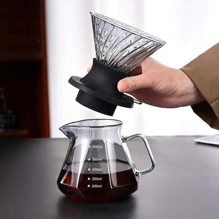 One Two Cups Teko Kopi Coffee Server V60 Drip Pour Over Kaca 600ml - Gambar 4