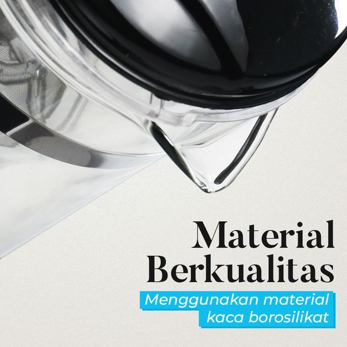 Teko Teh Kopi Kaca Dengan Saringan 350ml 500ml 700ml Teapot With Infuster - Gambar 2
