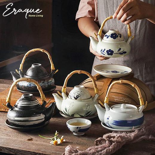 Yui Kettle Tea Pot Set / Teko Ketel Gelas Air Teh Ocha Kopi Keramik Restoran Jepang Chinese Estetik
