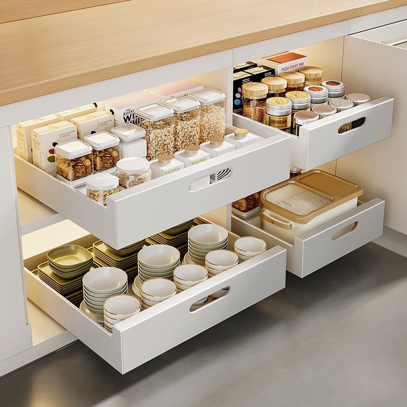 Pull Out Cabinet Organizer with Sliding Rail, Slide Out Pantry Storage ...