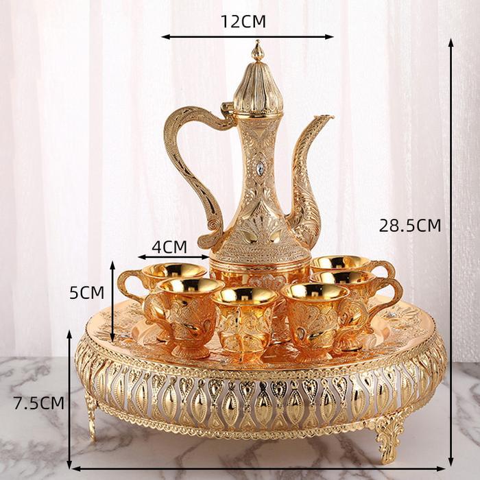 8pcs/Set Teko Arab Aladin Gold Gelas Anggur Emas Antik, Ornamen Emas Ornament/set Gelas Anggur Kendi