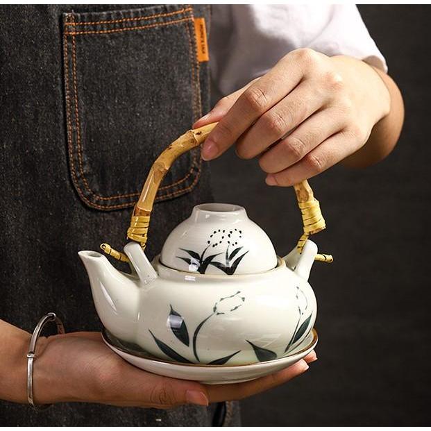 Yui Kettle Tea Pot Set / Teko Ketel Gelas Air Teh Ocha Kopi Keramik Restoran Jepang Chinese Estetik - Gambar 4