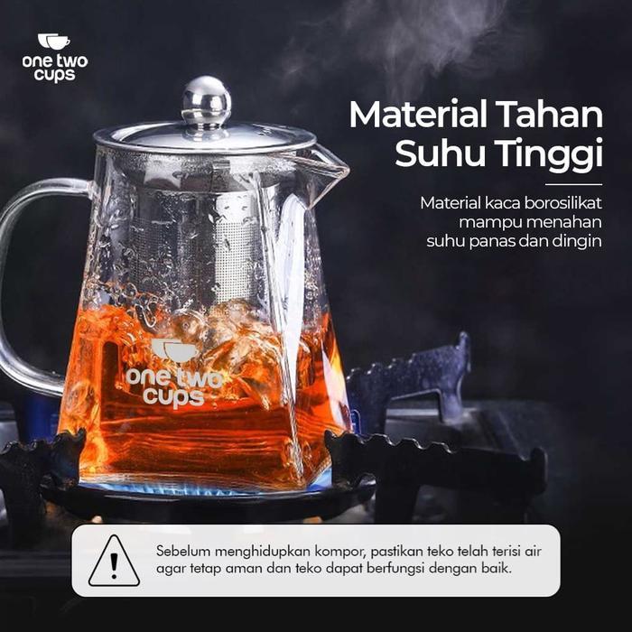 Teko Kaca Teh Kopi Minuman Rempah Tahan Panas Api Glass Teapot Dengan Saringan 350 ml 500 ml 750 ml - Gambar 2