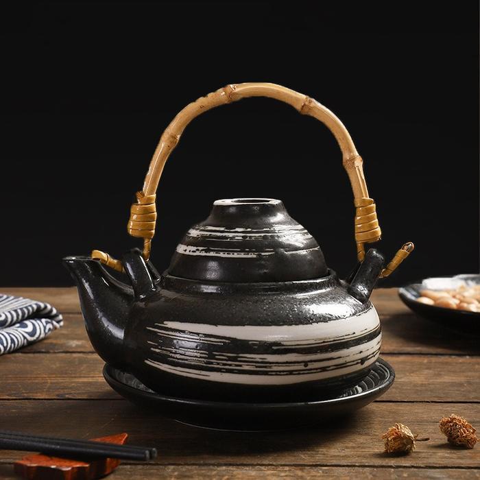 Yui Kettle Tea Pot Set / Teko Ketel Gelas Air Teh Ocha Kopi Keramik Restoran Jepang Chinese Estetik - Gambar 3
