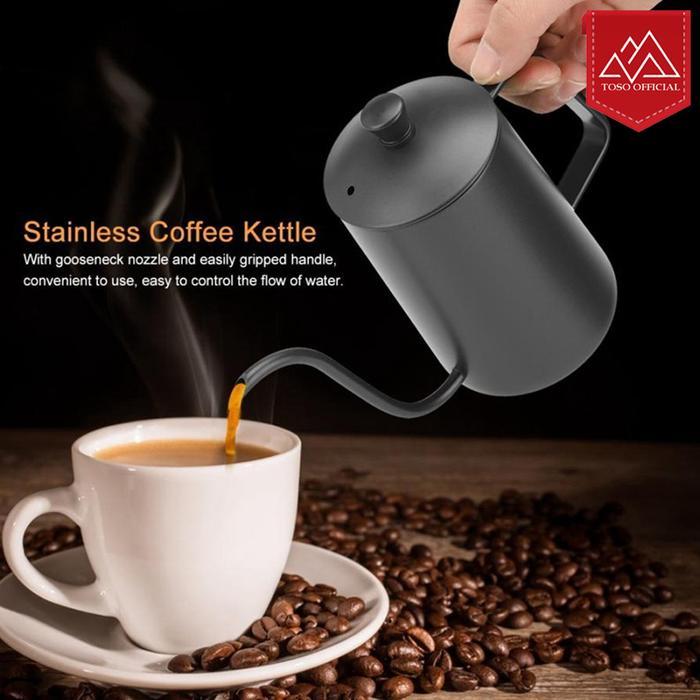 DRIP COFFEE KETTLE POUR OVER 600ML TEKO LEHER ANGSA TEFLON GOOSENECK - Gambar 4
