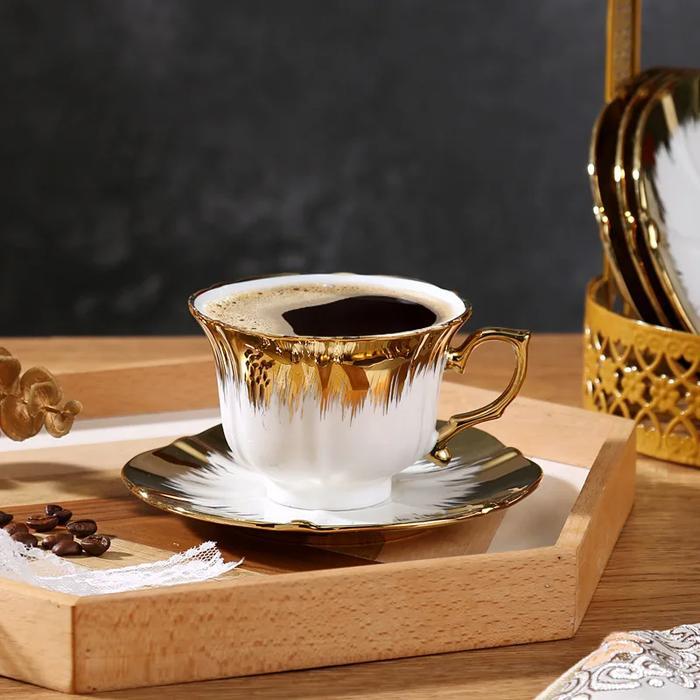 1 Set Teko Keramik Cangkir Kopi European Style 1 Teapot 6 Cup Premium Elegant - Gambar 3