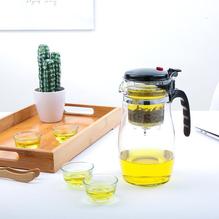 Teko Teh Beling - Tea Pot dengan Saringan - Teko Kaca - Teapot Plastik Stainless - Gambar 3