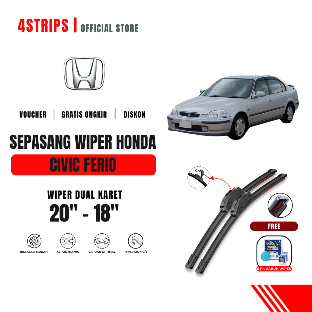 HONDA Wiper Civic Ferio Dual Windshield Car Wiper Free 5 Soap Pills ...