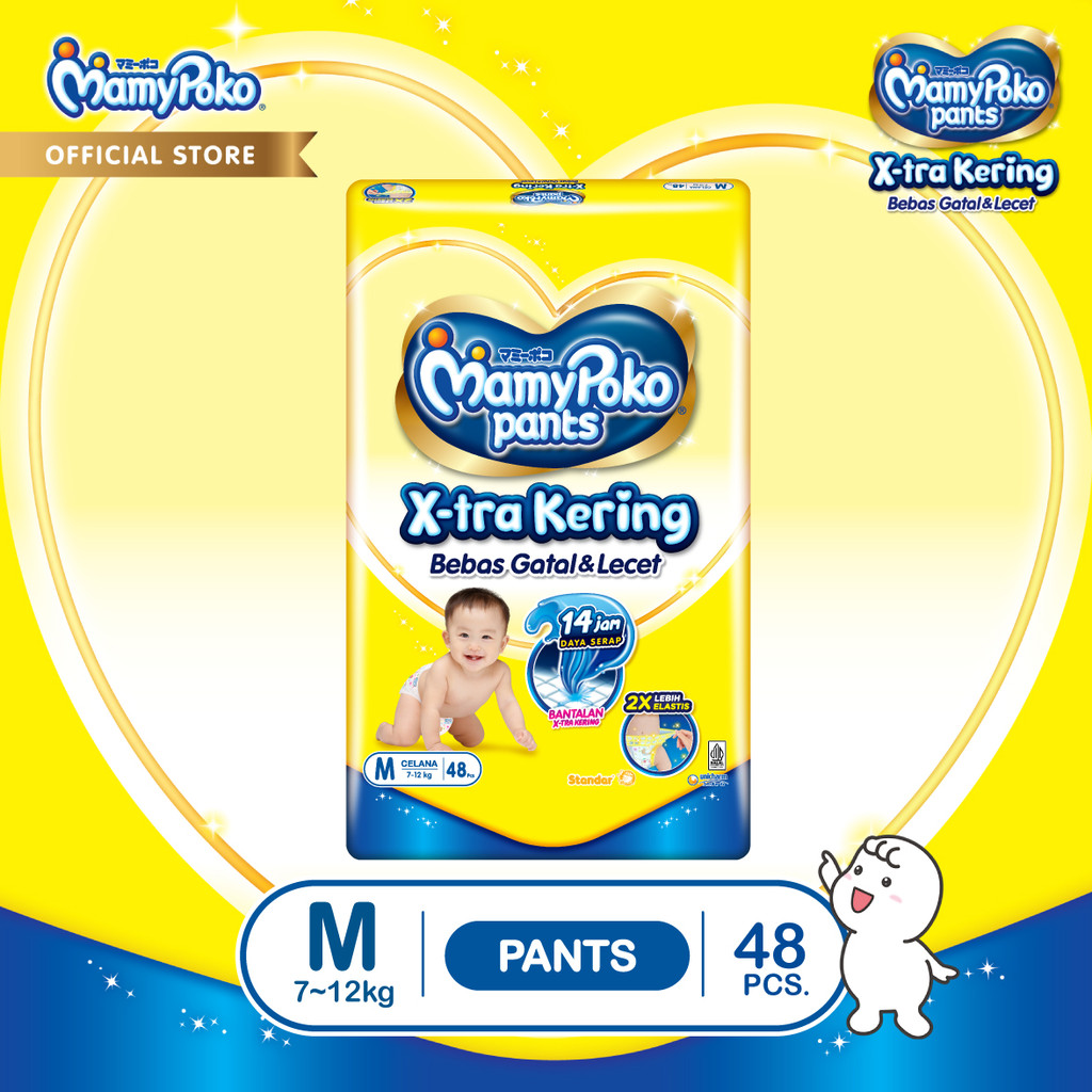 MamyPoko Pants X-tra Kering - M 48 - Popok Celana