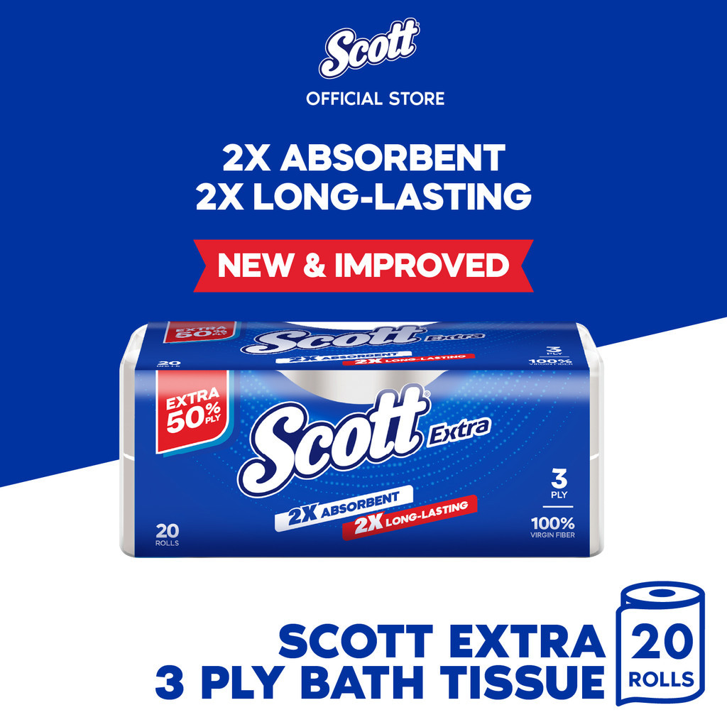 Scott Extra Toilet Paper / Tissue 3ply 20 Rolls | Shopee Singapore
