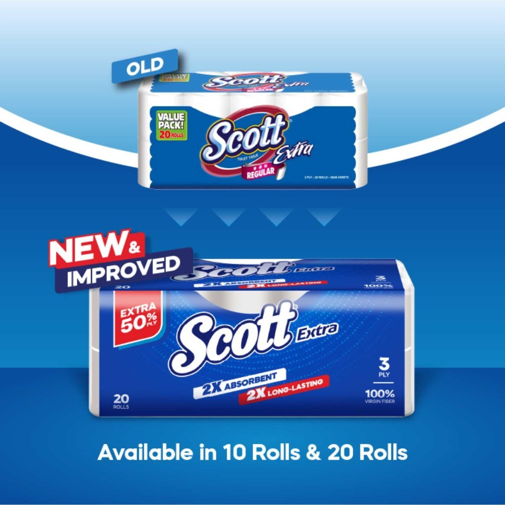 Scott Extra Toilet Paper / Tissue 3ply 20 Rolls | Shopee Singapore