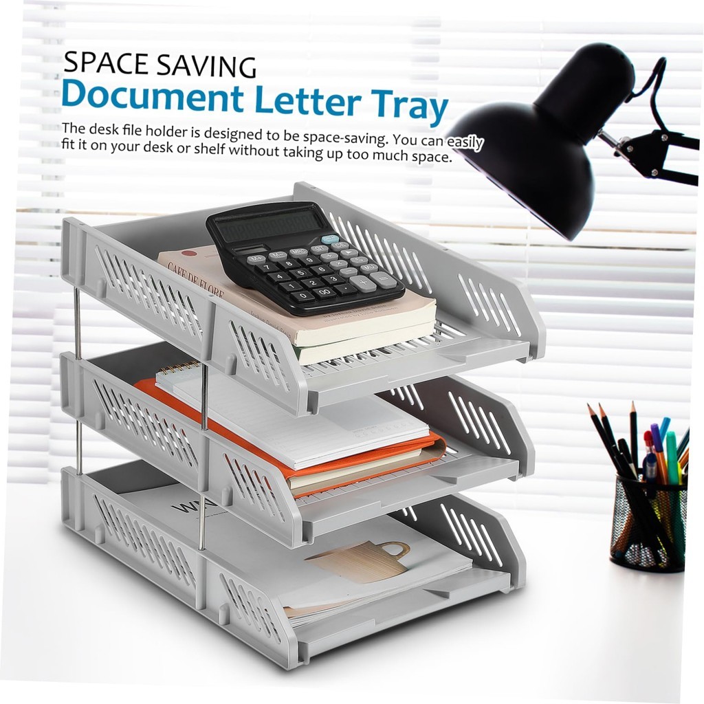 A4 File Organizer Box, 3-Tier Document Rack, Hard Plastic Tray | Shopee ...