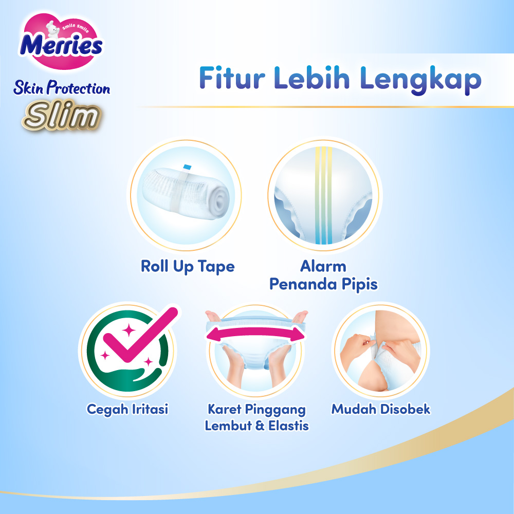 Merries Skin Protection Slim Pants Popok Bayi Diapers Ergoslim M (7-12kg) Serap 200x Tidak Khawatir Bocor Pads / Isi 52 Karton - Gambar 4