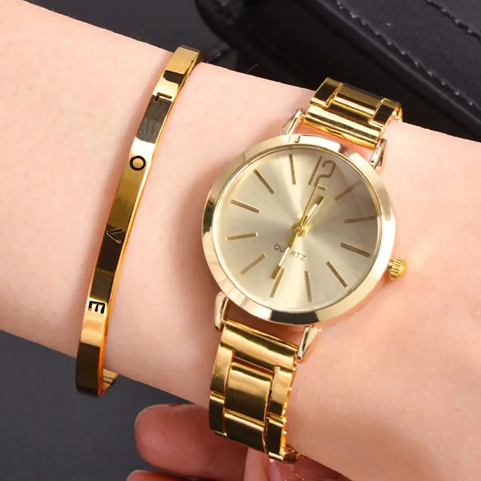 2pcs Ladies Watch Watch LOVE Bracelet Jewelry Set Shopee Singapore