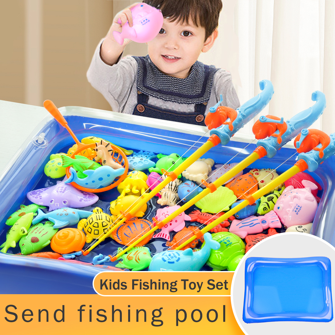 Magnetic Fishing Pool Toys Game For Kids With Fishing Pole,Pool Fishing ...