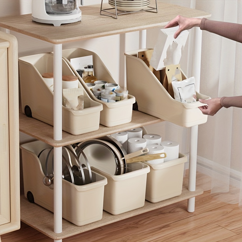 1pc/kitchen Pot Storage Box with Pulley Under Sink Cabinet Pot Lid Rack ...