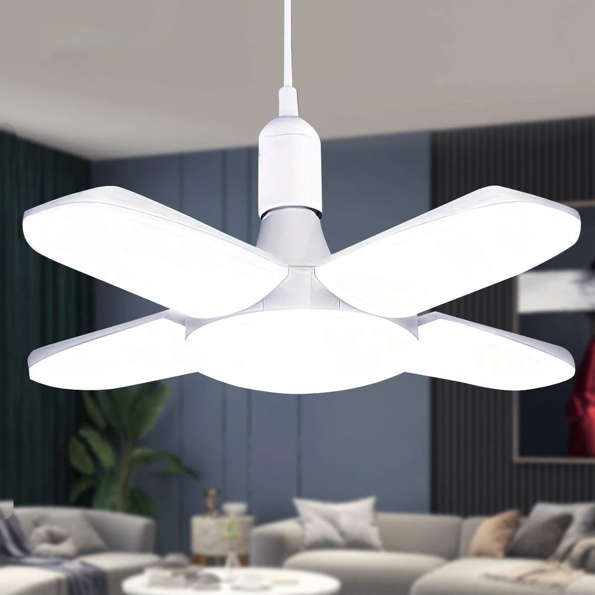 28W Foldable E27 Fan Blade LED Bulb – AC 220V/110V, for Home & Garage ...