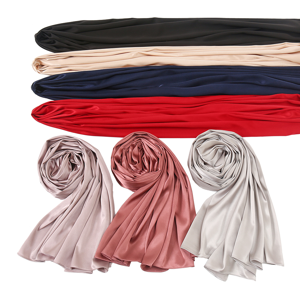 LAVEN Best Selling Women Malaysia Tudung Muslim Scarves Plain Satin ...