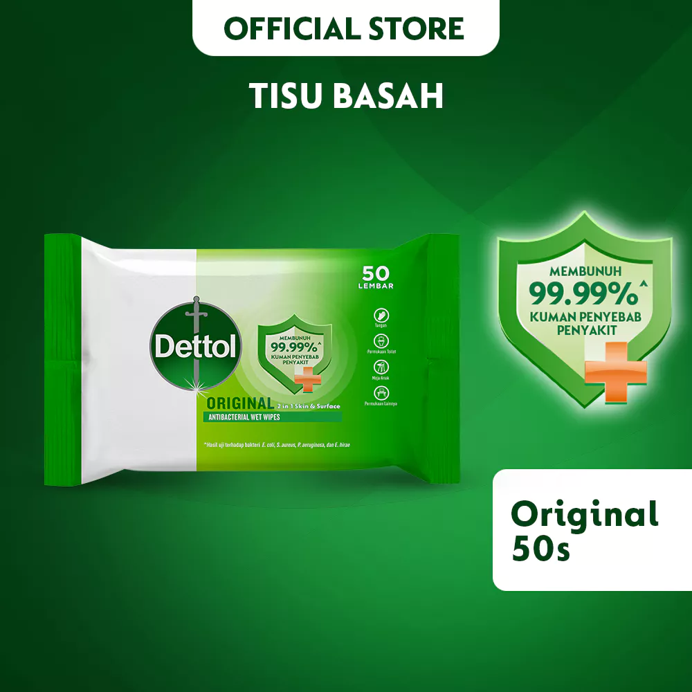 Dettol Wipes Original 50s - Perlindungan Sanitasi Tangan
