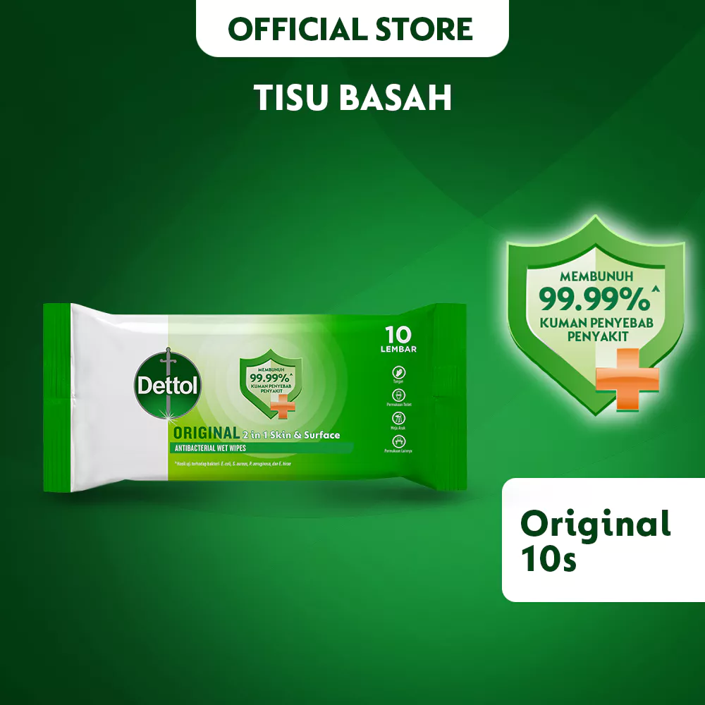 Dettol Wipes Original 10s - Perlindungan Sanitasi Tangan