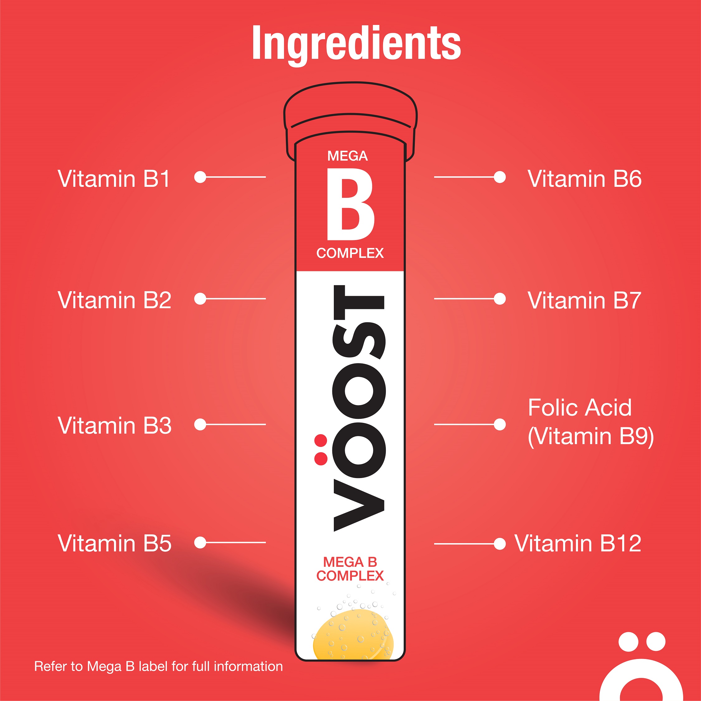 VOOST Mega B Effervescent Vitamin Supplement 20 Tabs to relieve fatigue ...