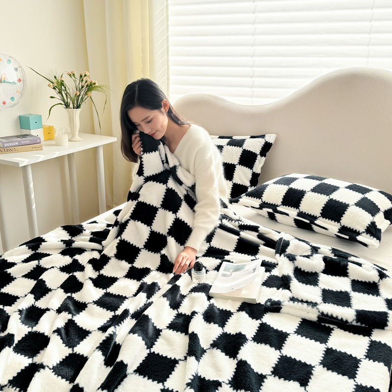 Dansunreve Checkerboard Flannel Blanket Plaid Super Soft Warm Blanket Nap Blankets Plain Queen King Size Blanket Shopee Singapore