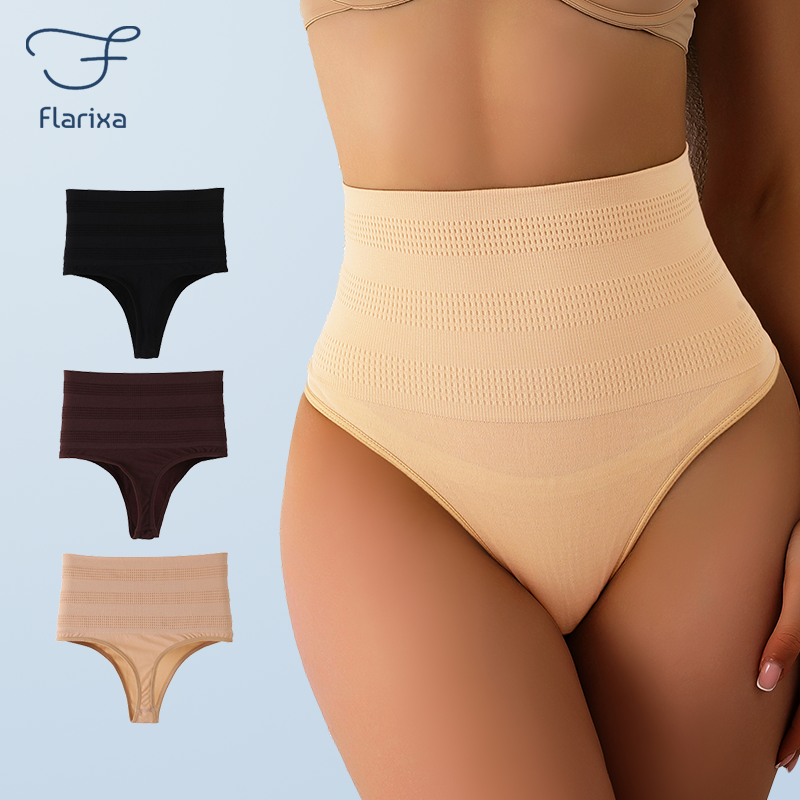 Flarixa High Waist Thongs Tummy Control Panties Women Slimming