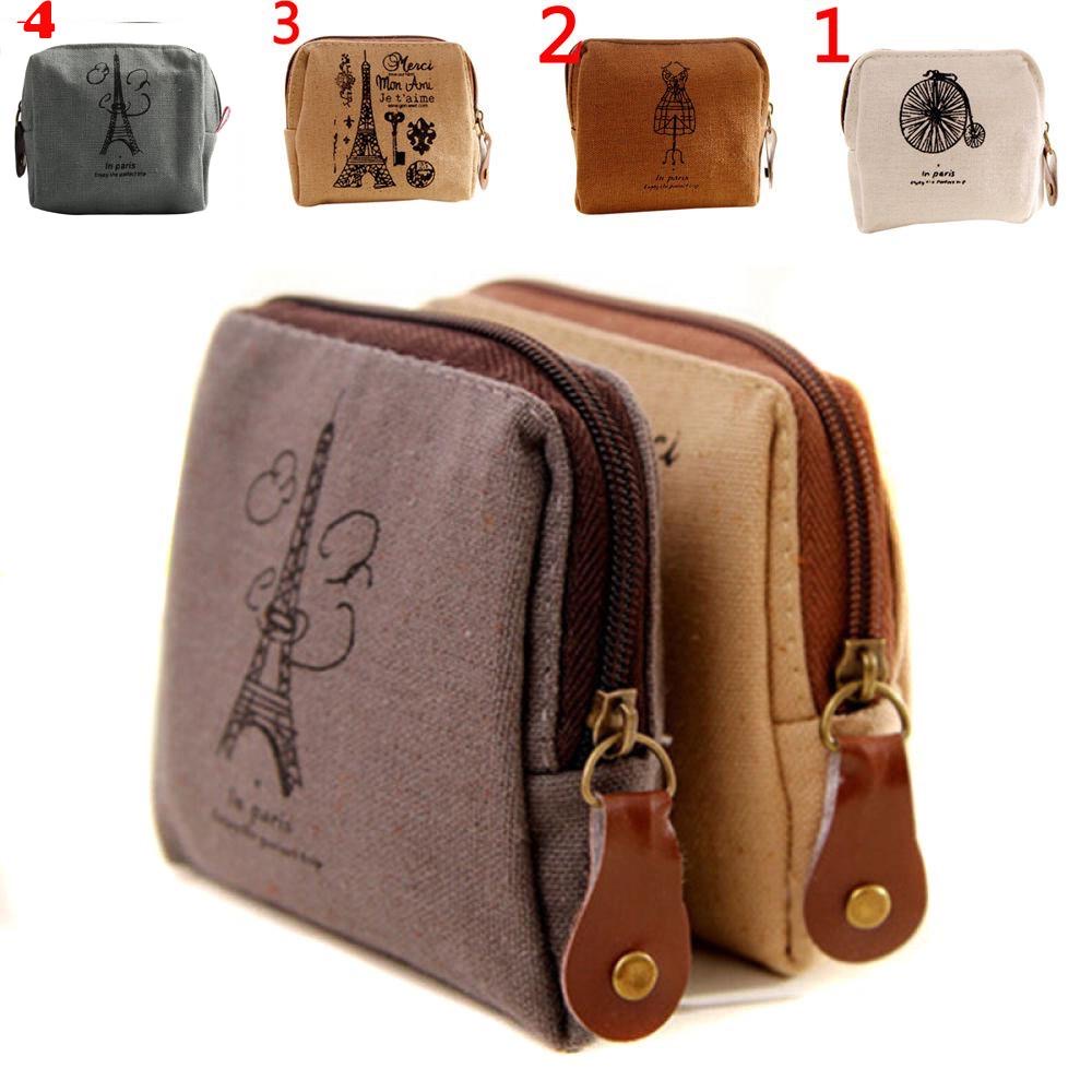 Retro Paris Zero Wallet Zipper Small Square Bag Storage Bag Key Bag