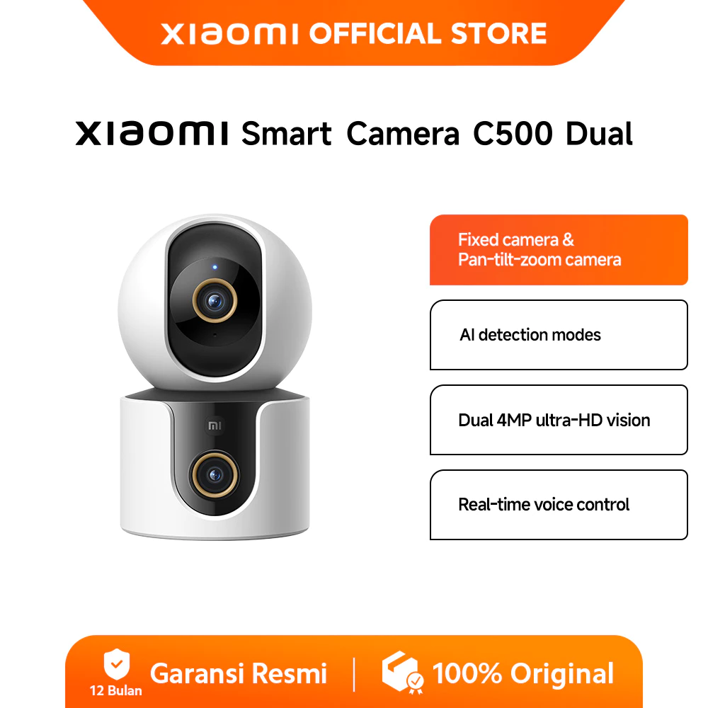 Xiaomi Smart Camera C500 Dual / Fixed Camera & Pan-tilt Zoom Camera / AI Detection modes / Dual 4 MP ultra-HD vision / Real-time voice control [Official Store]