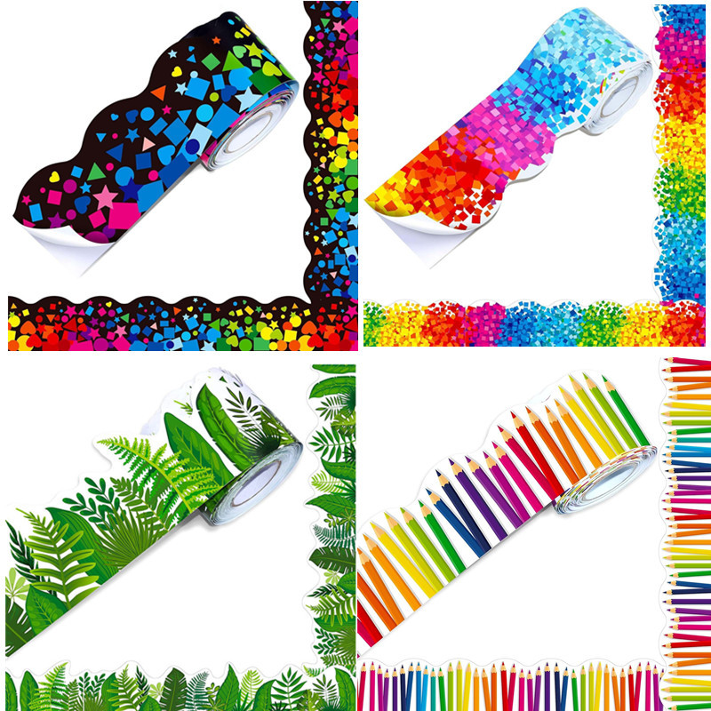 18M/Roll Pack Wave-Style Edge Stickers DIY Decorative Adhesive Labels ...