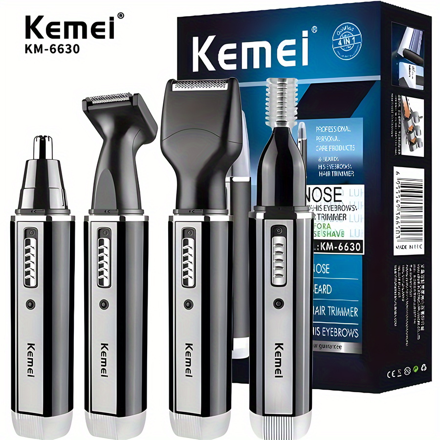 Kemei Km 6630 4 In 1 Rechargeable Multifunctional Nose Hair Trimmer Set Shopee Singapore