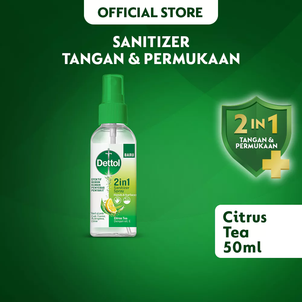 Dettol Hand Sanitizer & Surface Spray 2in1 50ml - Citrus Tea