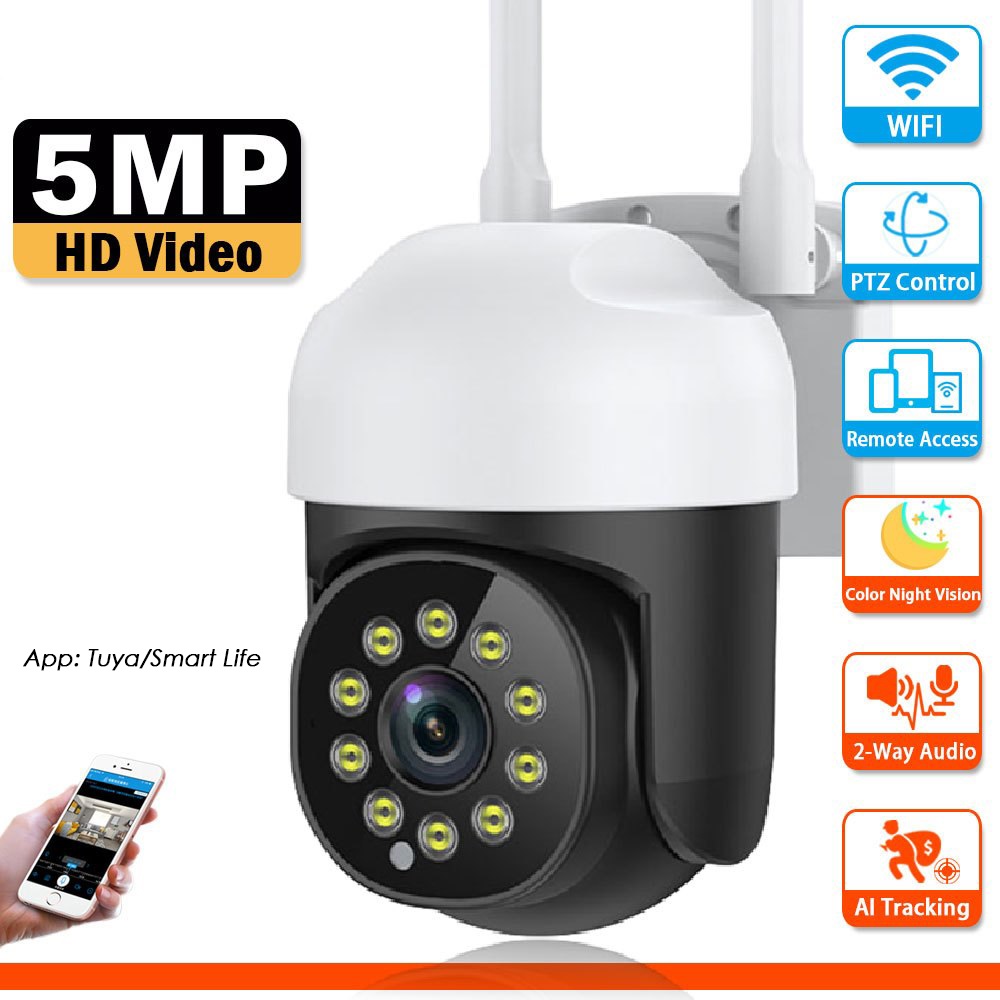 WIFI Surveillance Camera 5MP Outdoor Wireless CCTV HD Video Camera PTZ ...