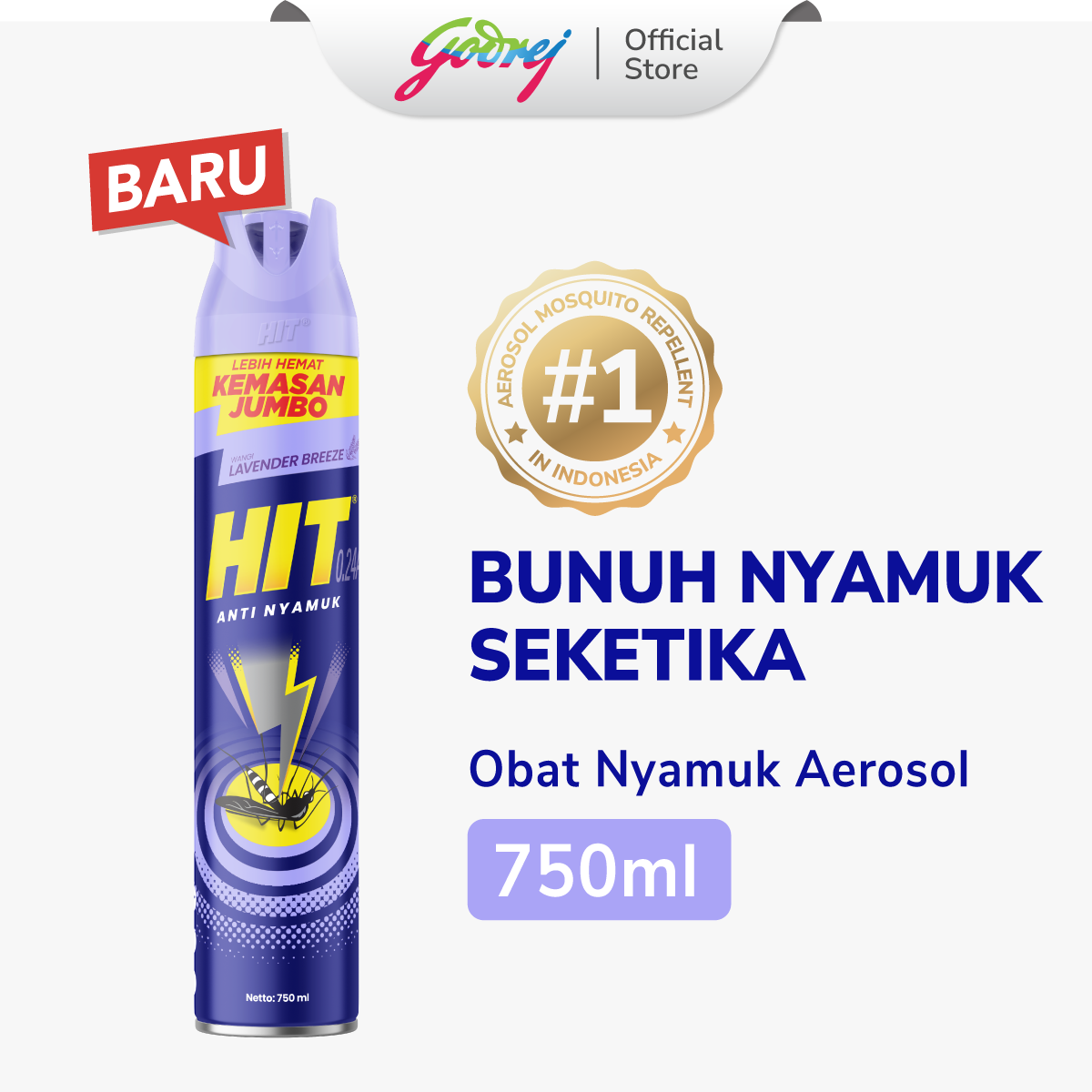 HIT Aerosol Lavender 400ml - Obat Nyamuk - Bunuh Nyamuk Penyebab Demam Berdarah (DBD) - Gambar 2