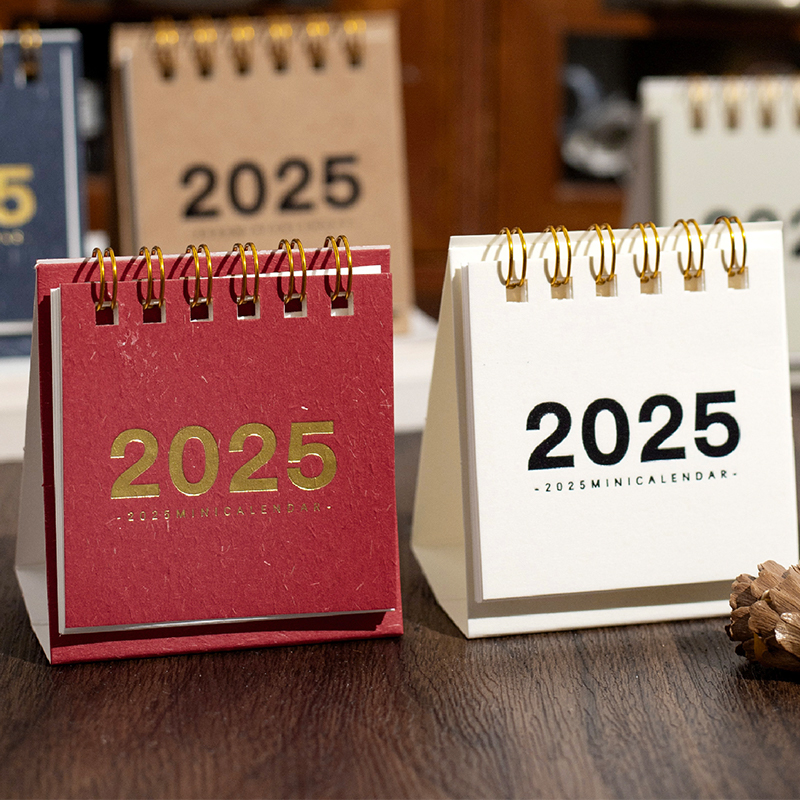 2025 Simple Solid Color Mini Desktop Simple Calendar Dual Daily ...