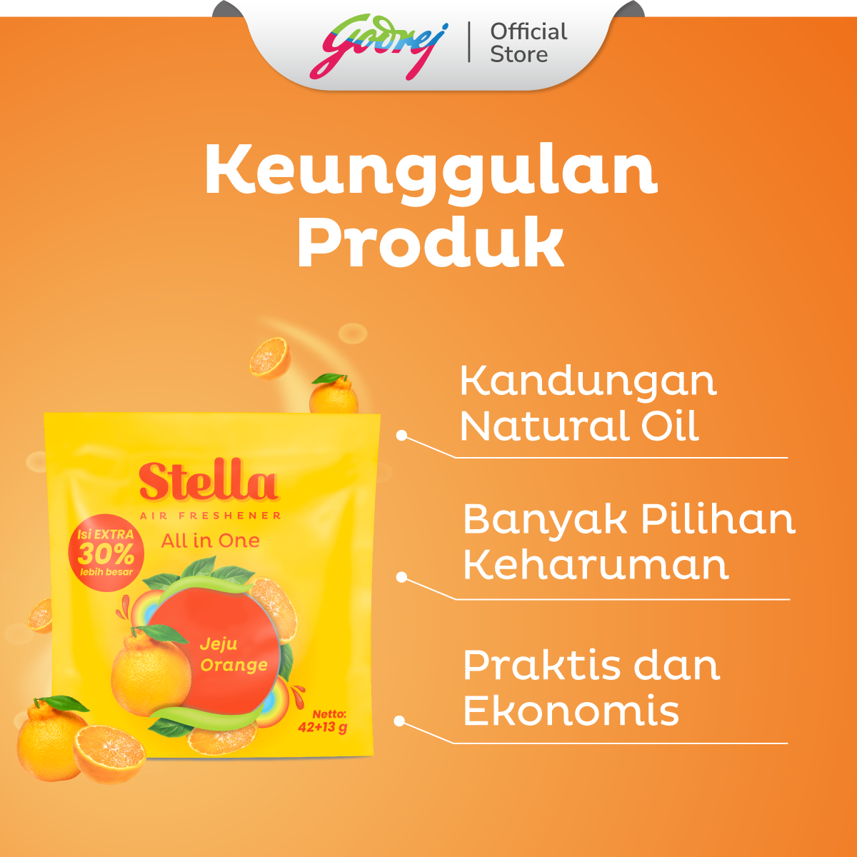 Stella All In One Jeju Orange 42+10gr - Pengharum Ruangan - Gambar 3