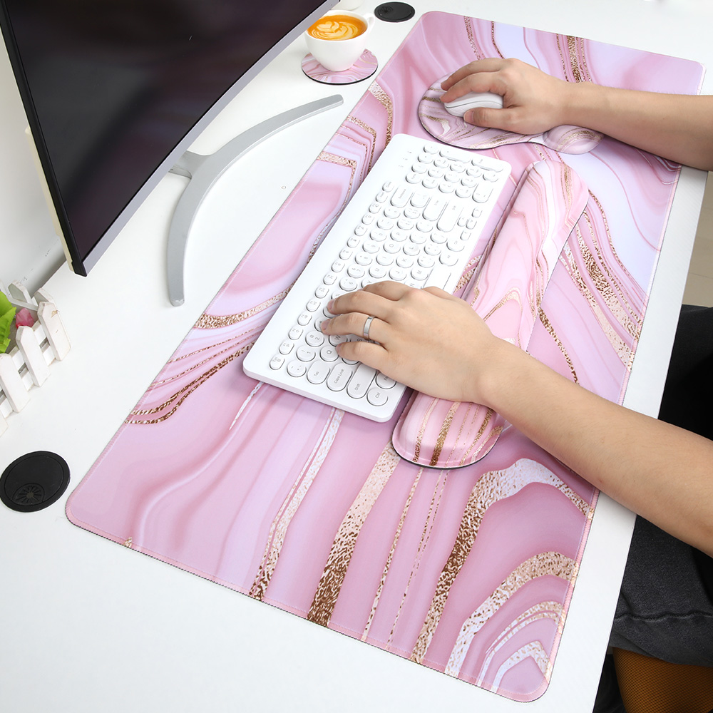 4 in 1 Large Desk Mat, Keyboard Wrist Rest, Wrist Support Mouse Pad