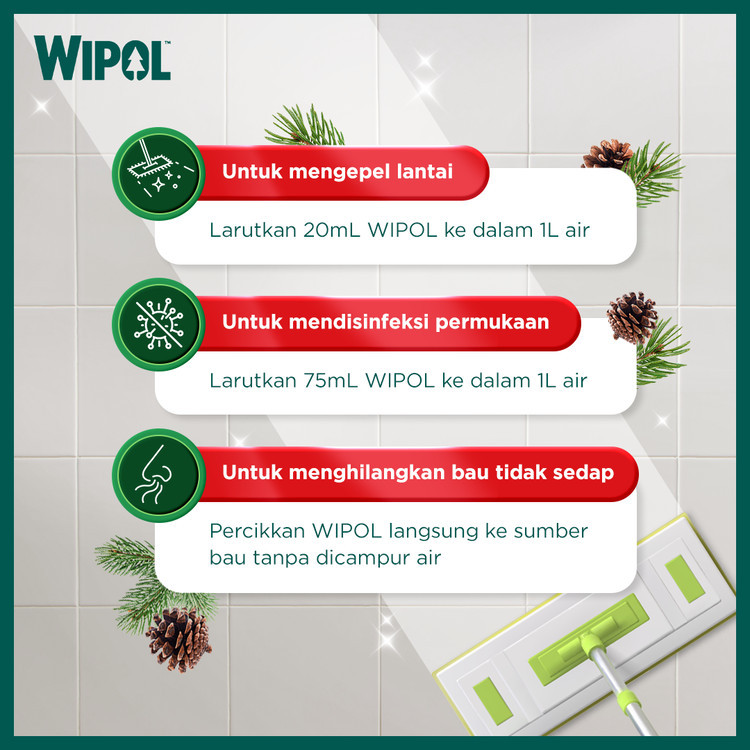 Wipol Pembersih Lantai Karbol Cemara Botol 430g - Gambar 2